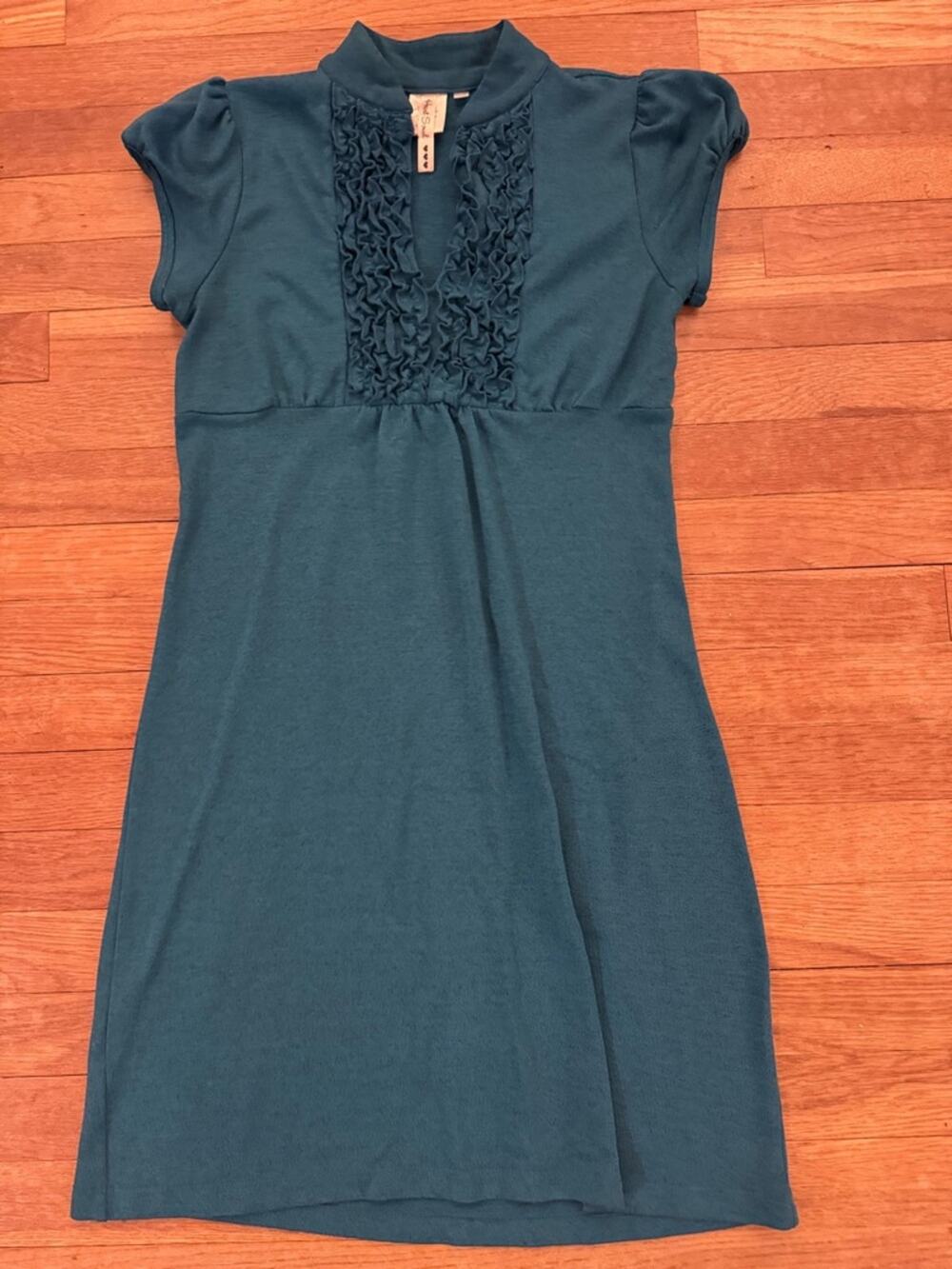 Heart Soul Women's Teal Mini Ruffle Sheath Dress - Size S
 b92